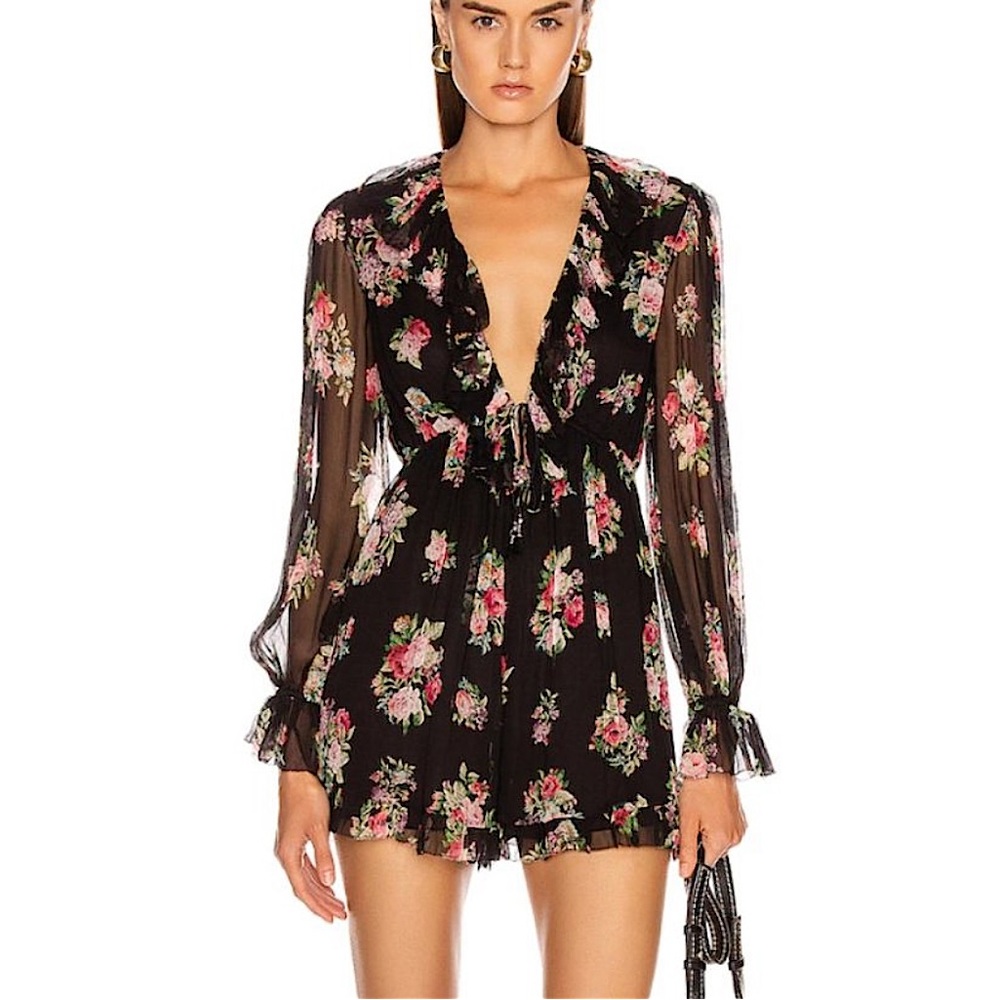 ZIMMERMANN HONOUR FLOATING FLORAL PLAYSUIT ROMPER